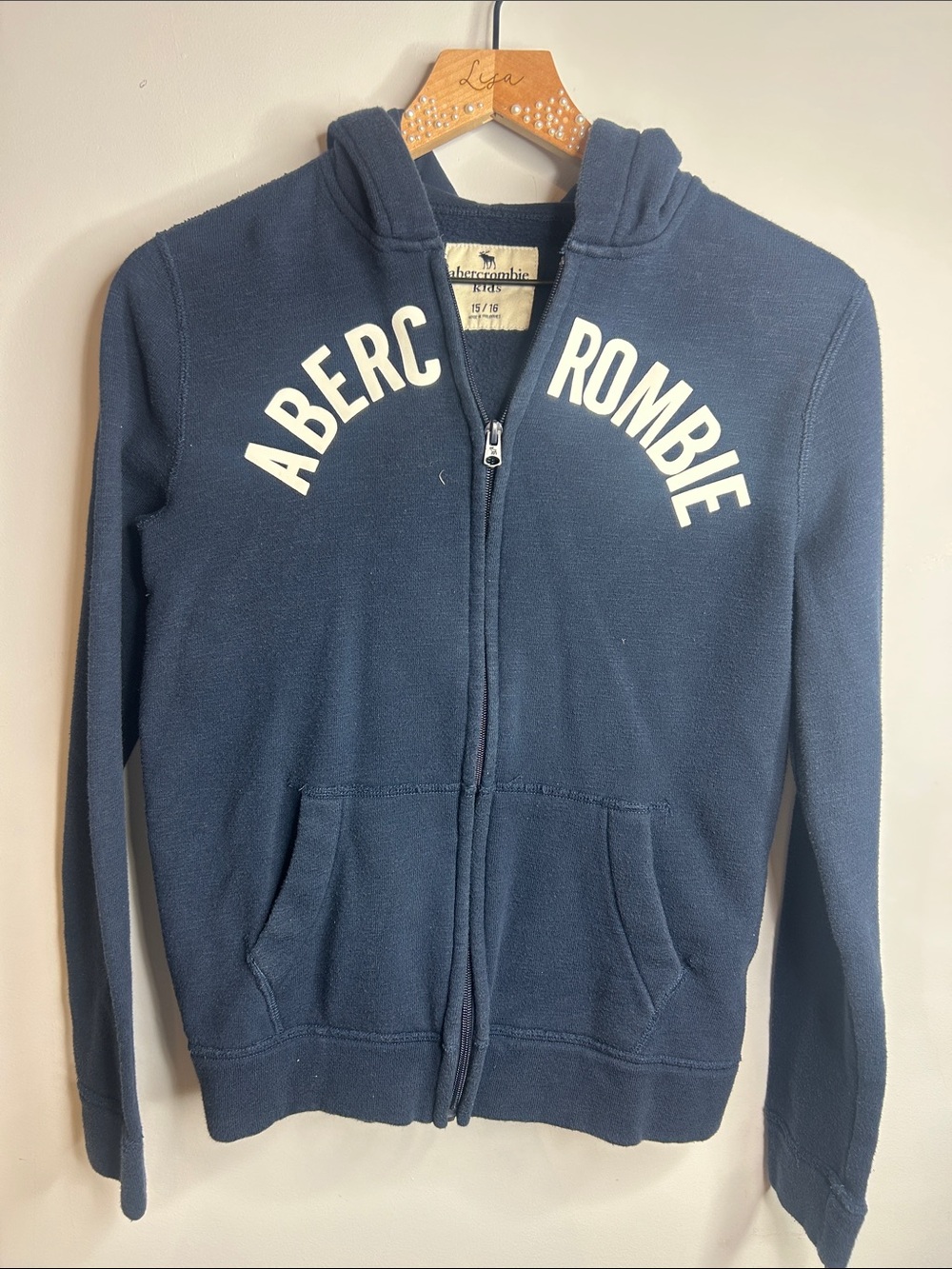 abercrombie kids Navy Full-Zip Hooded Sweatshirt